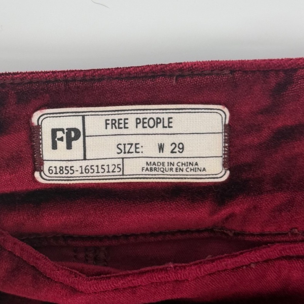 Free People Burgundy Velvet Mini Skirt Button Side Back Zip W 29 61855-16515125 - Picture 6 of 9